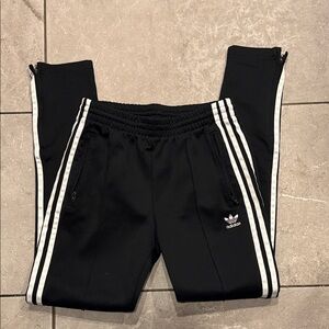 Adidas Kids Black Joggers with White Stripes